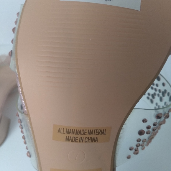 Rose Gold Champagne Sparkle Cut Out Side Open Toe Slide On Sandals-Size 7 NWT HP - Picture 7 of 8